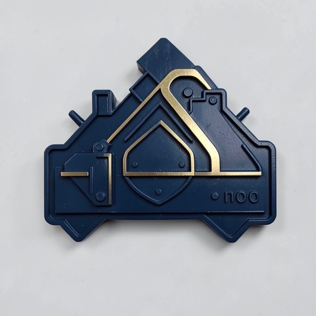 Dark blue industrial logo mark with a metallic gold accent, conveying mining technology and engineering